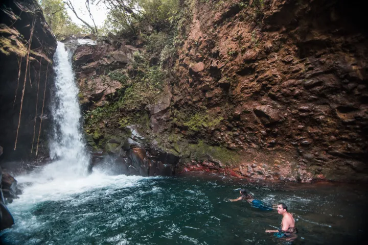 swimming at La Oropendola Waterfall