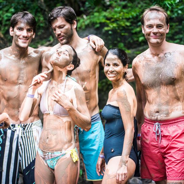 mud bathers at hot springs