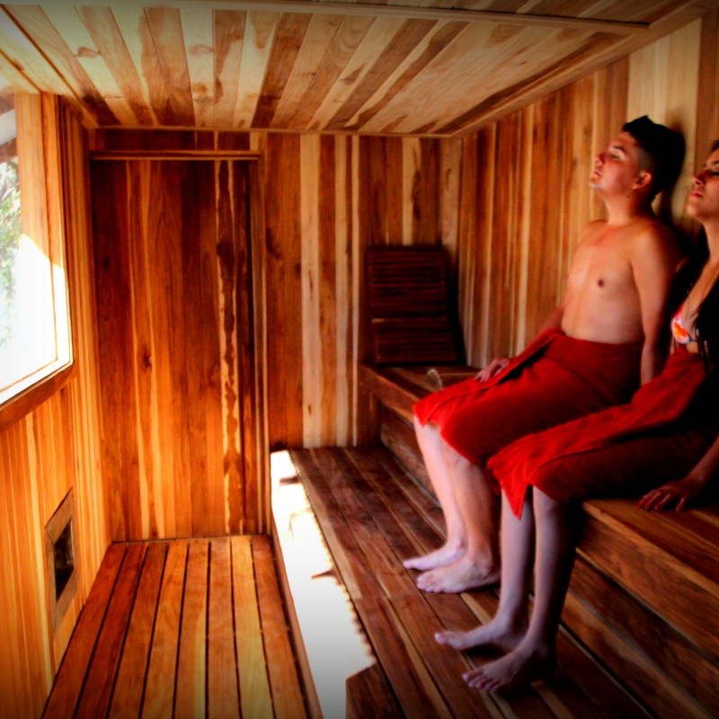 sauna at simbios spa