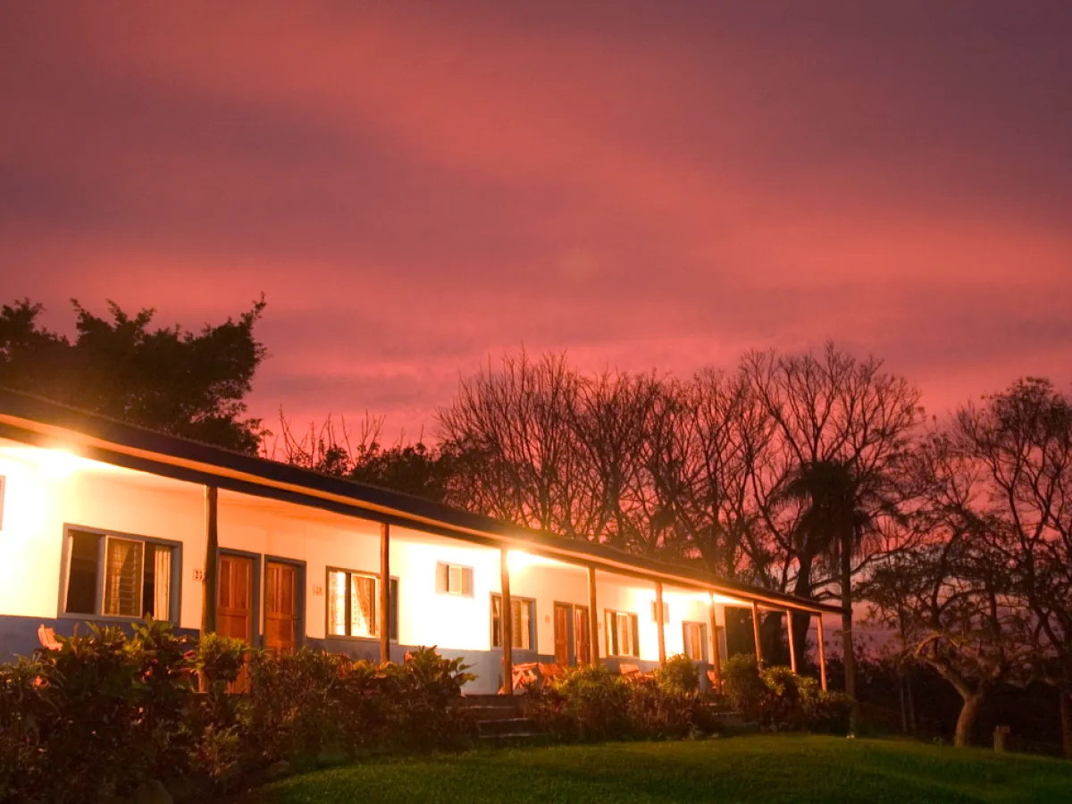 Hacienda Guachipelin at sunset