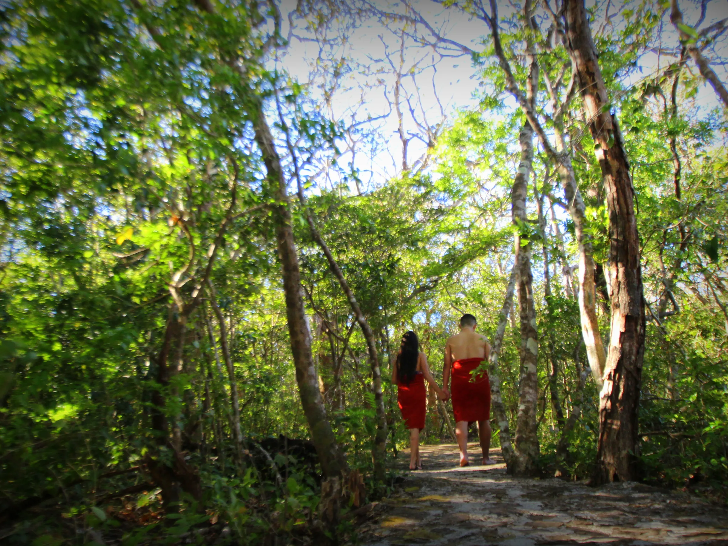 People walking to spa