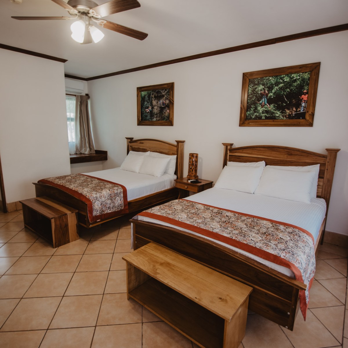a bedroom with a bed in a room