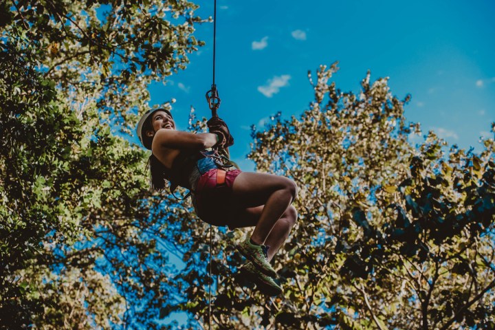 a person jumping up in the air