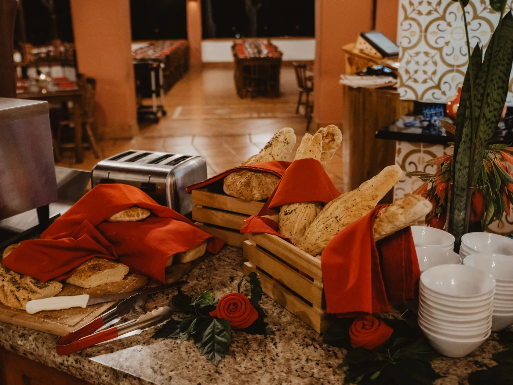 a table topped with lots of furniture