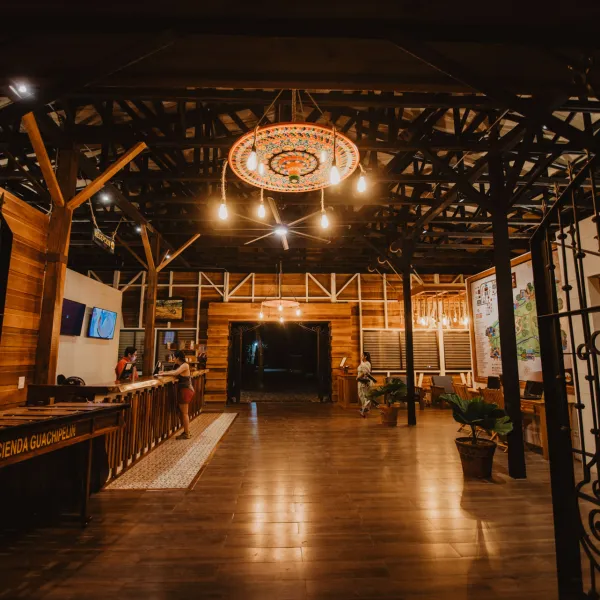 a room that has a sign on the side of a building