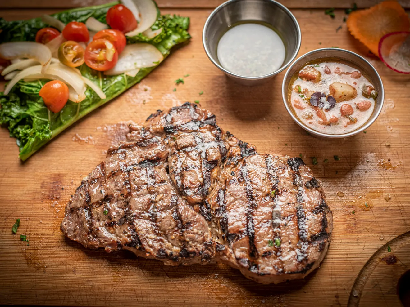 food on a wooden cutting board