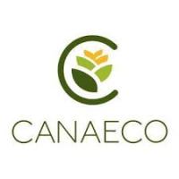 Canaeco logo with green leaves and orange shape inside a large green C.