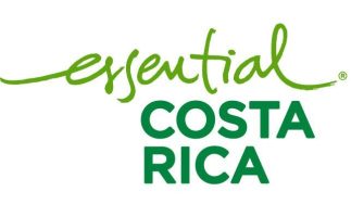 Logo with green text 'essential COSTA RICA' on a white background.
