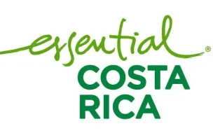 Logo with green text 'essential COSTA RICA' on a white background.