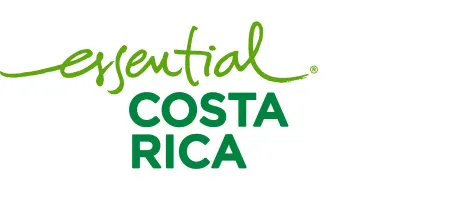 Logo with green text 'essential COSTA RICA' on a white background.