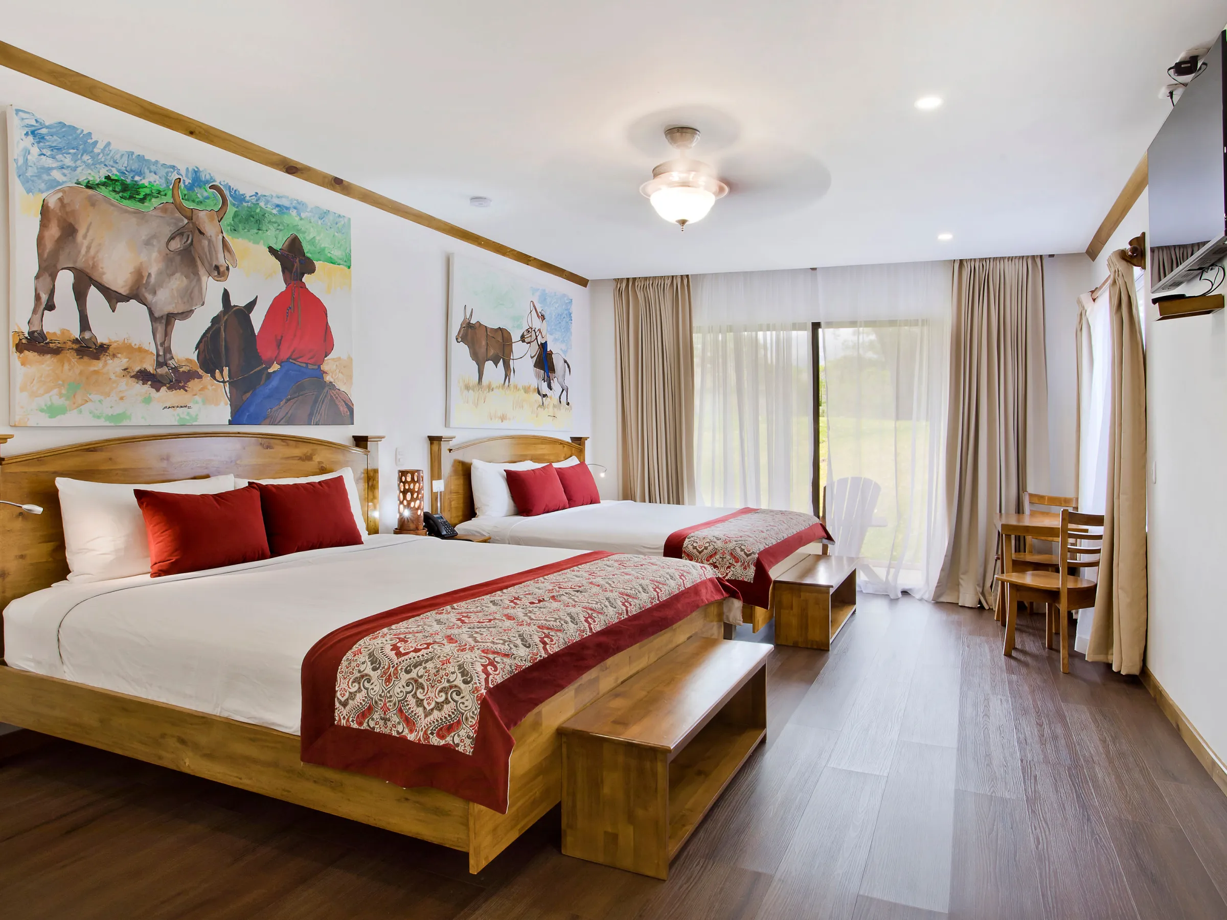 a bedroom with a large bed in a room
