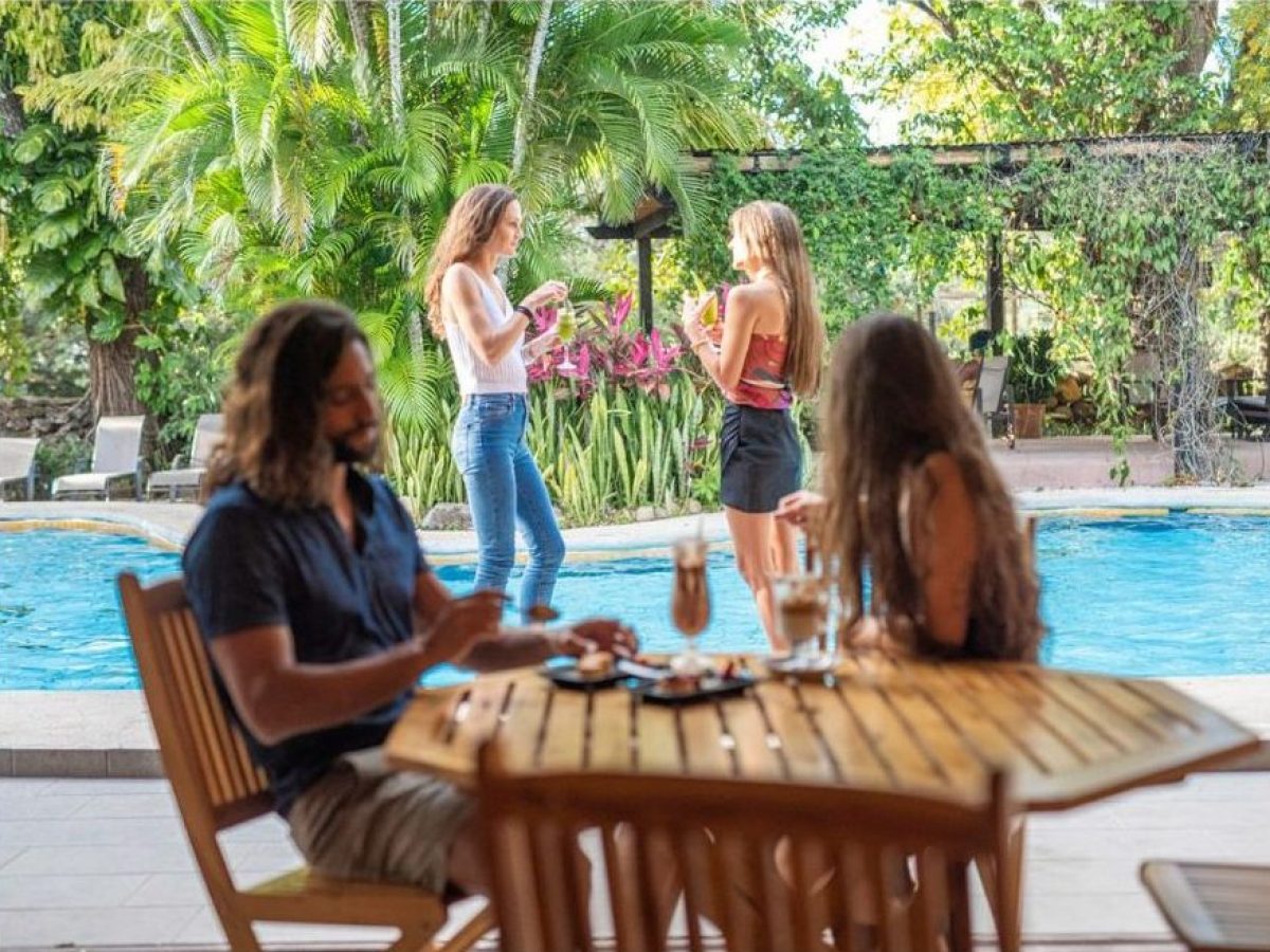 a group of people sitting at a table