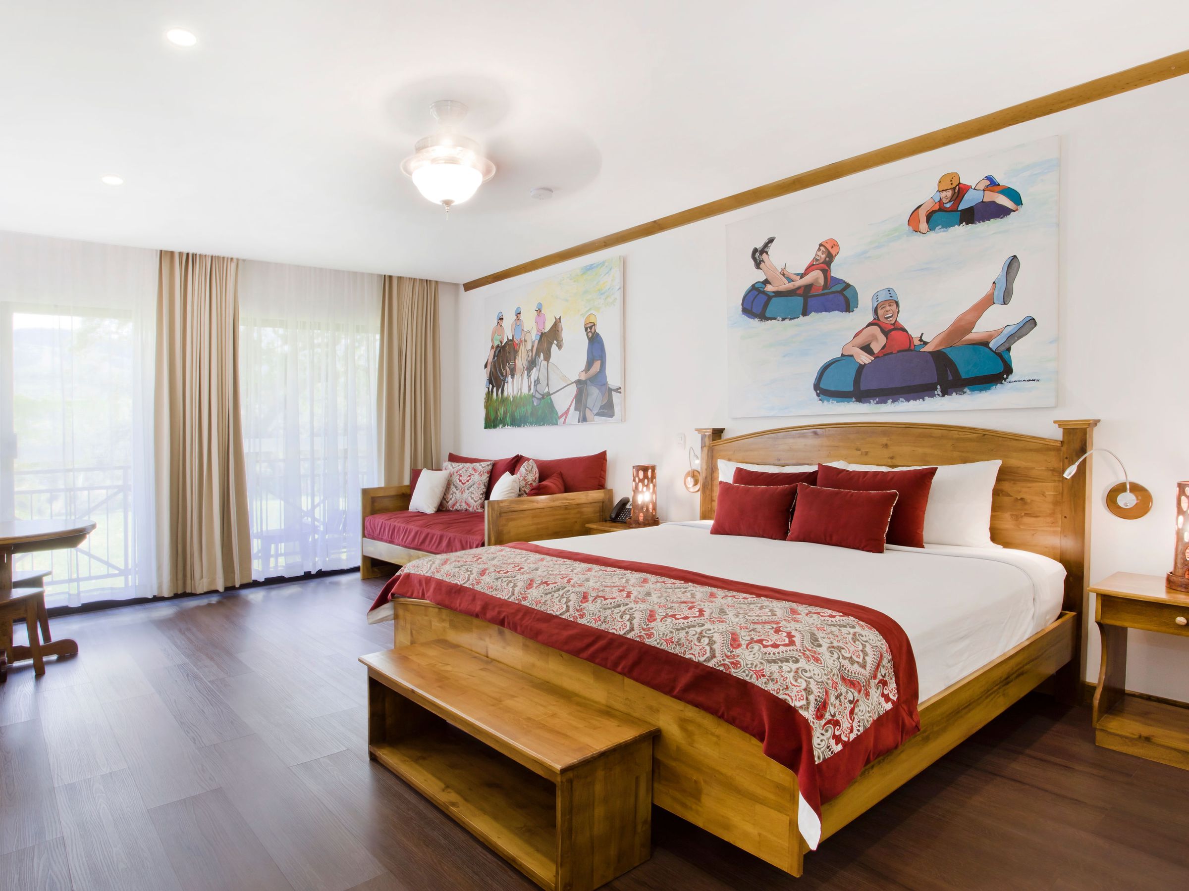 a bedroom with a large bed in a room