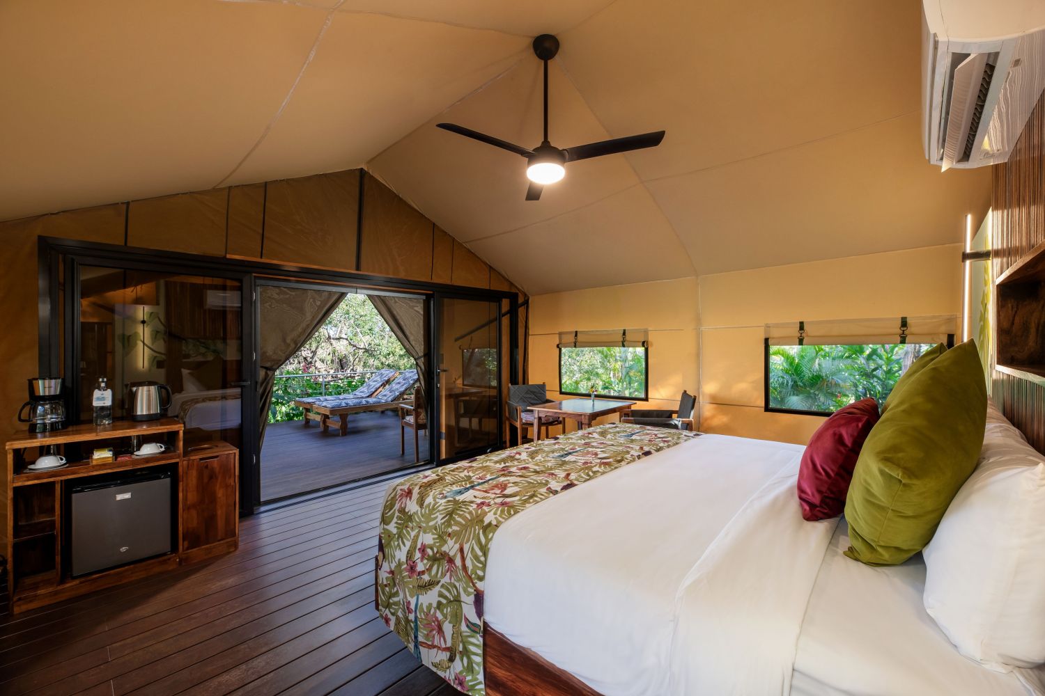 Luxury glamping tent surrounded by Guanacaste’s tropical dry forest at Hacienda Guachipelin in Costa Rica